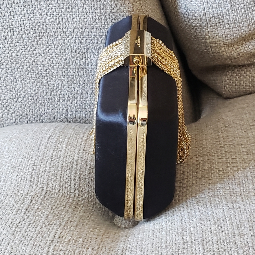 Givenchy Black Metal Fringe Satin Clutch Bag $3999 - Picture 9 of 16